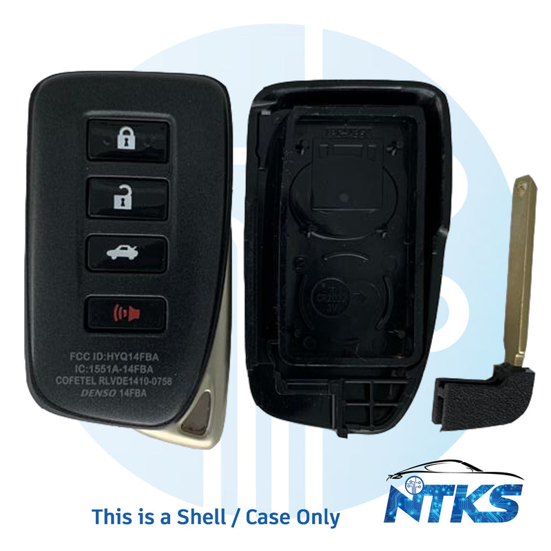 2013 - 2019 SHELL for Lexus Smart Proximity Key with Emergency Key 4-Buttons