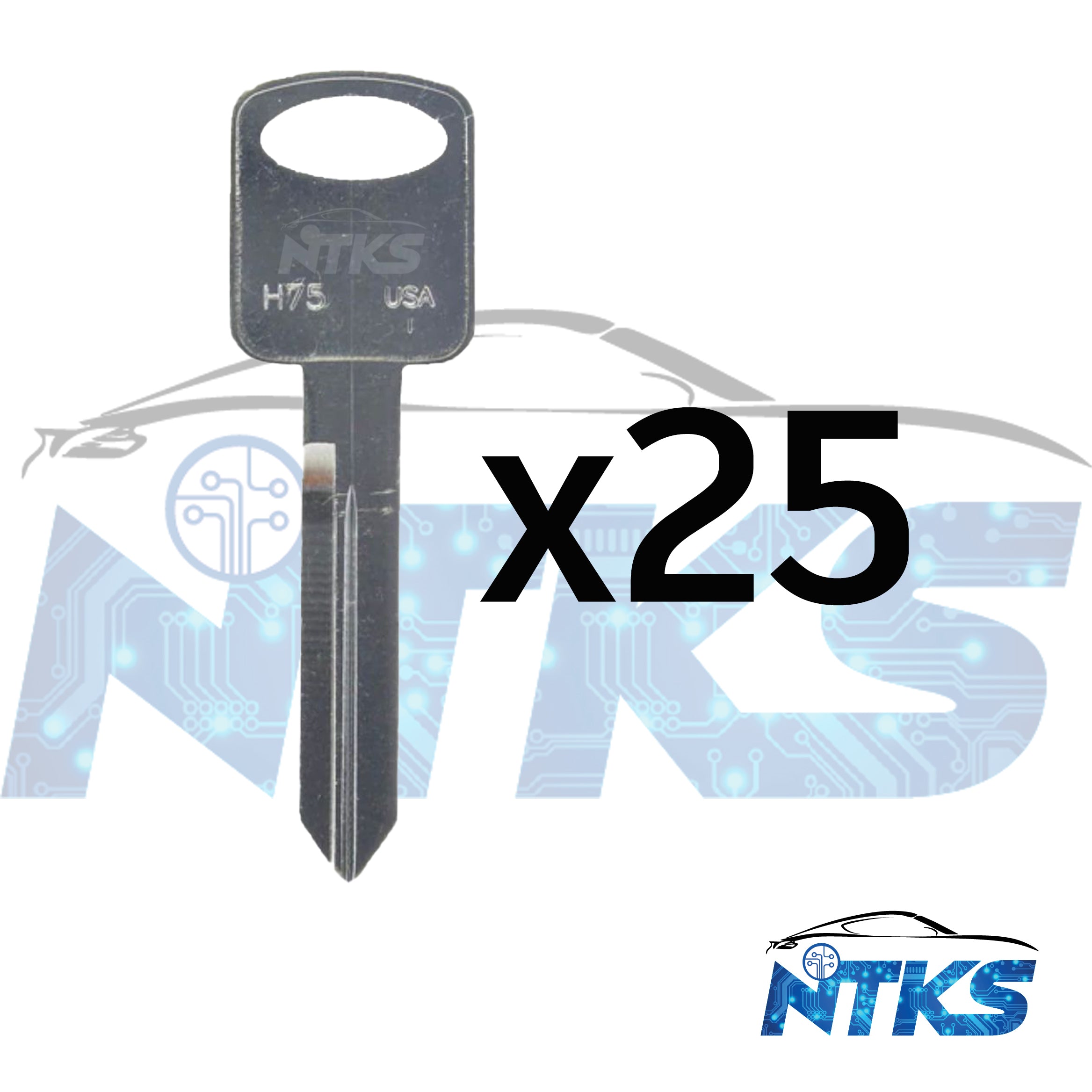 H75 Mechanical Double Sided 8-Cut Metal Test Key for Ford, Lincoln, Me